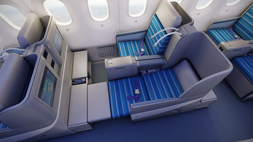 LOT Business Class Boeing 787 Dreamliner reclined to a bed