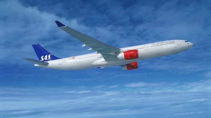 SAS Airbus A330 in the air