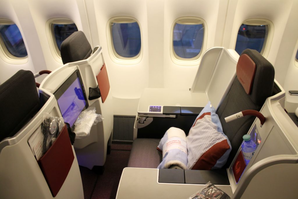 Austrian Airlines Business Class Vienna-Bangkok seat The Throne