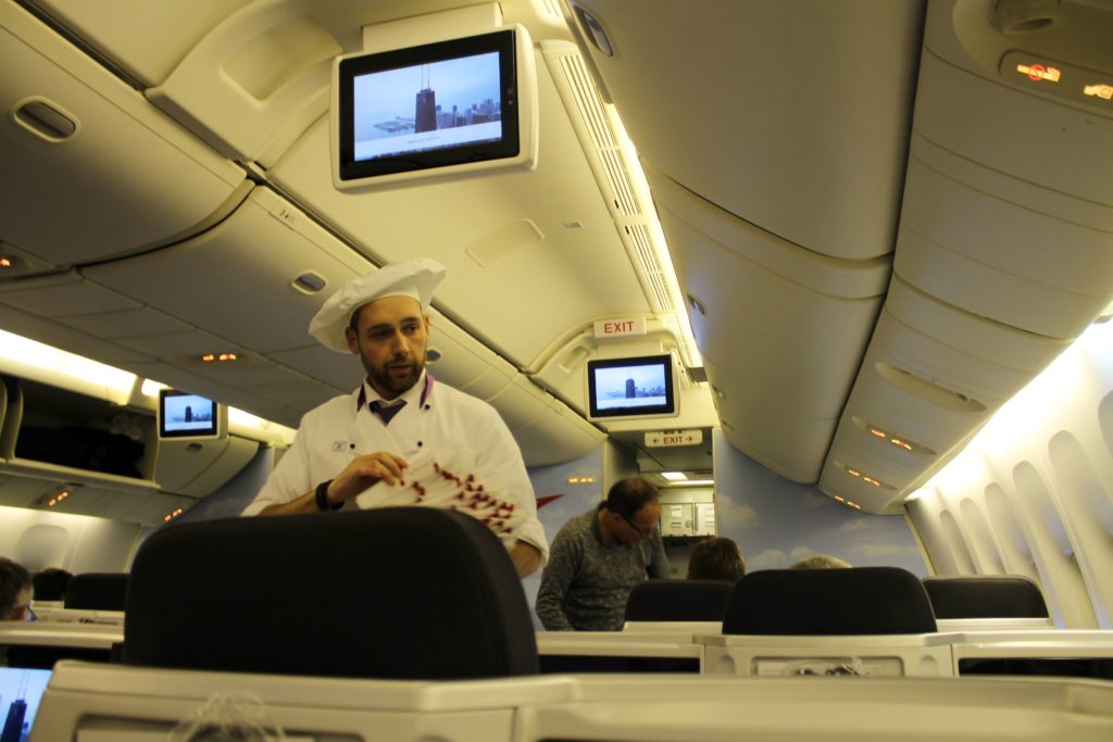 Austrian Airlines Business Class Vienna-Bangkok inflight chef