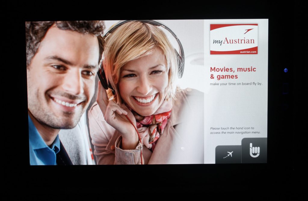 Austrian Airlines Business Class Vienna-Bangkok inflight entertainment system