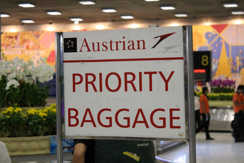 Austrian Airlines Business Class Vienna-Bangkok priority baggage
