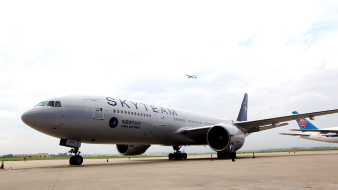 China Southern aircraft with Skyteam livery