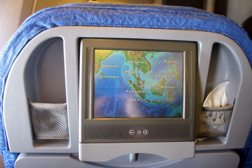 Singapore Airlines Economy Class Bangkok-Singapore Changi inflight entertainment system