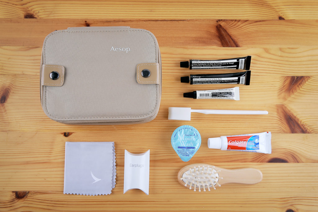 Cathay Pacific new female first class amenity kit for flights to Hong Kong