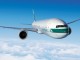 Cathay Pacific Boeing 777-300ER in the sky seen from the front