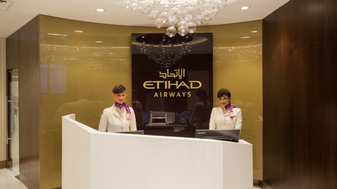 Etihad new Premium Lounge Abu Dhabi reception