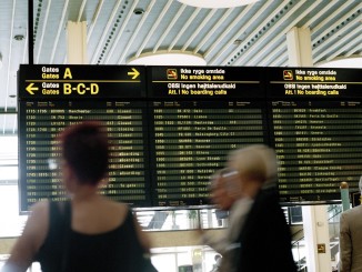 Flight departure monitors at Copenhagen Kastrup airport