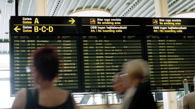 Flight departure monitors at Copenhagen Kastrup airport