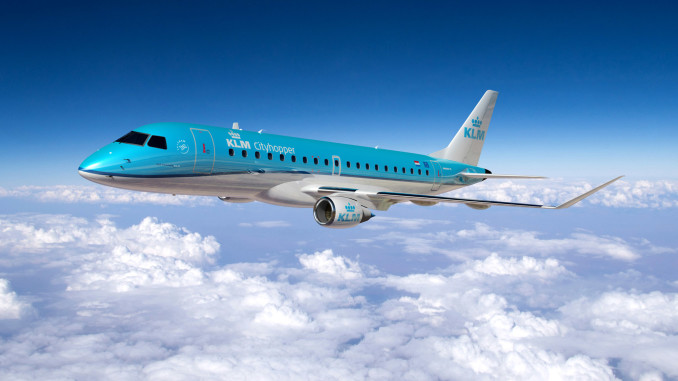 KLM Embraer 175 in the air