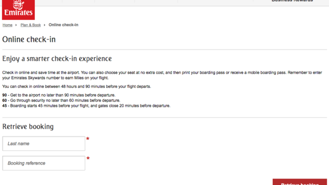 Emirates online check-in