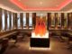 Air Canada Maple Leaf Lounge, Frankfurt seating area with fire flames