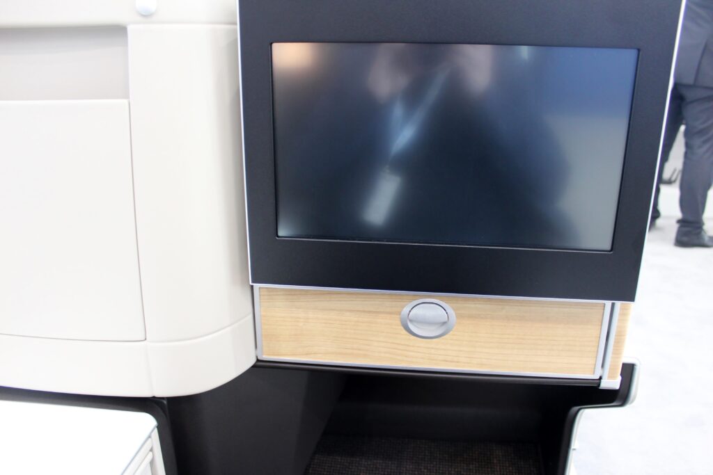 Swiss new longhaul business class seat at the Aircraft Interiors Expo