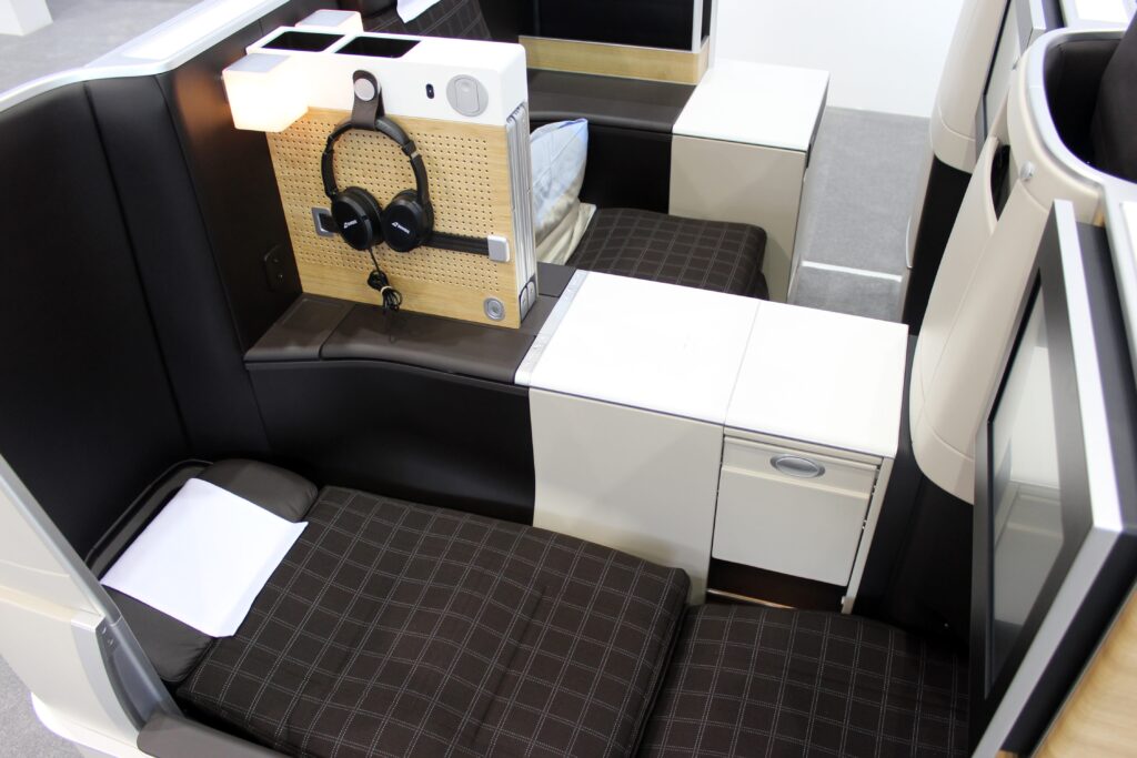 Swiss new longhaul business class seat at the Aircraft Interiors Expo