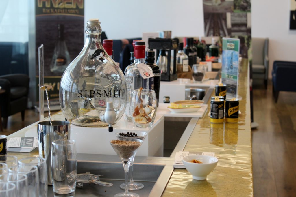 Gin festival in British Airways Galleries First Lounge at London Heathrow