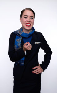 SAS flight attendant in the new uniform