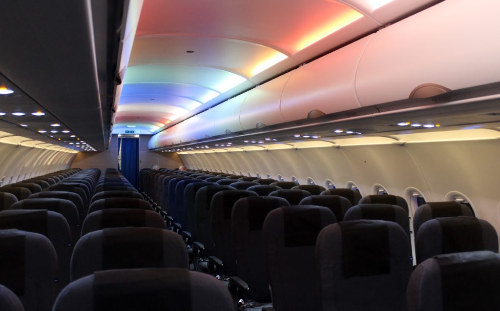 Mood lighting on SAS Airbus A320NEO