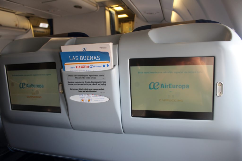 Air Europa Business Class Airbus A330 Barcelona-Madrid screen