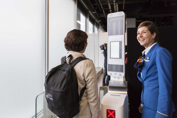 KLM biometric boarding at Amsterdam Schiphol using facial recognition
