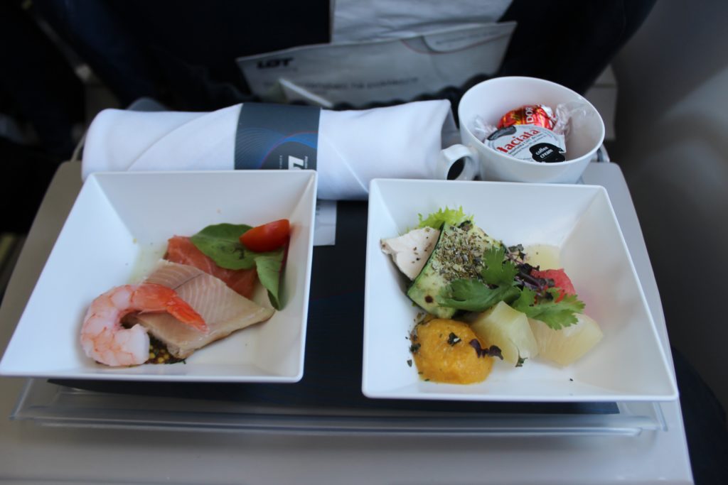 LOT Premium Economy Prague-Warsaw dinner