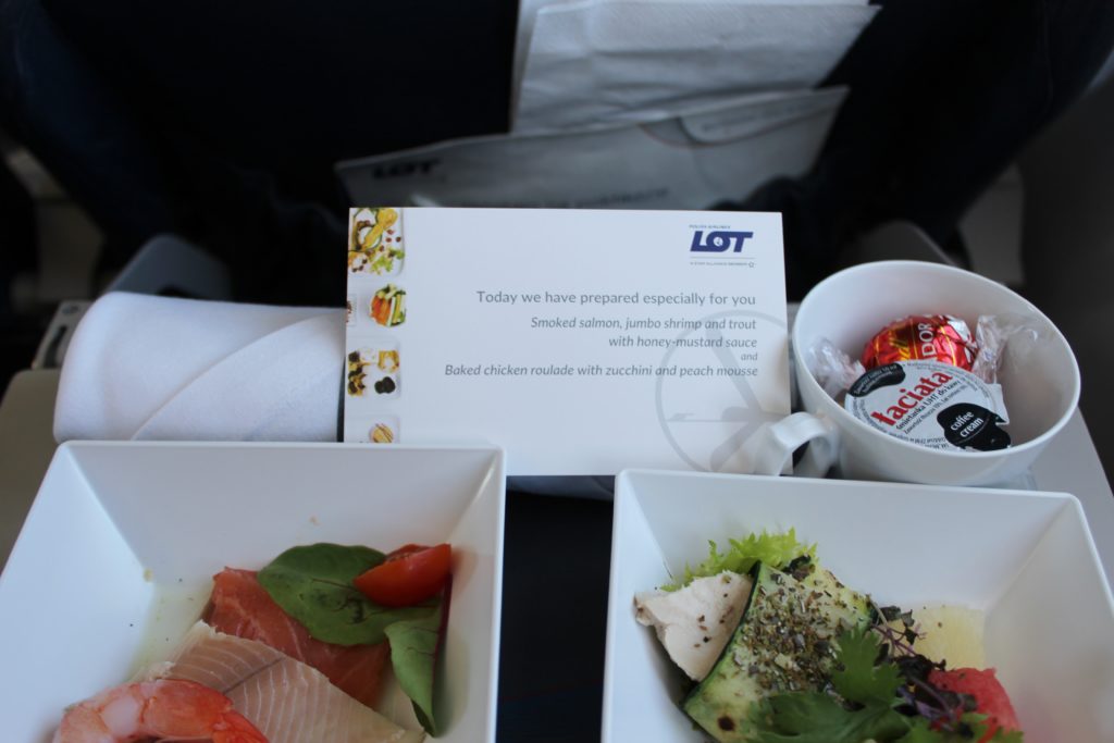 LOT Premium Economy Prague-Warsaw menu