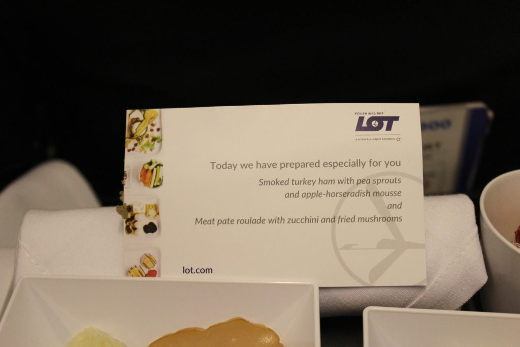 LOT Premium Economy Warsaw-Stockholm Arlanda menu