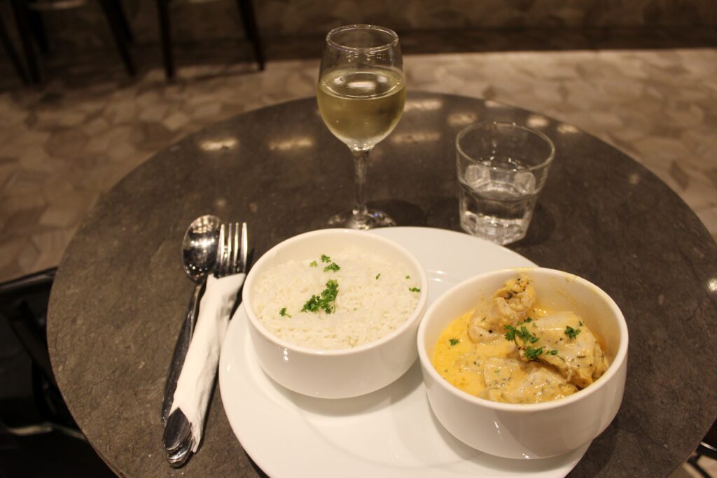Late dinner in the Plaza Premium Arrivals Lounge at London Heathrow terminal 2
