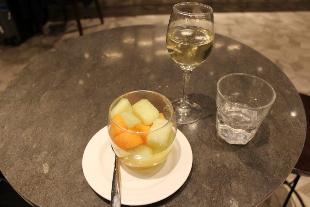 Late dinner in the Plaza Premium Arrivals Lounge at London Heathrow terminal 2