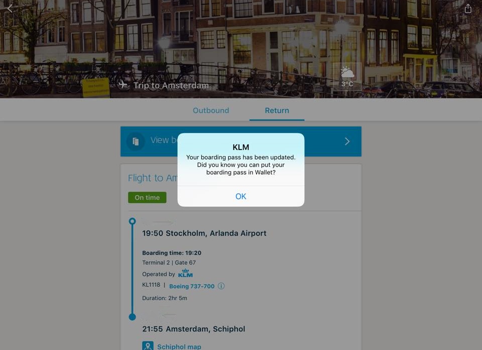 KLM Business Class Stockholm Arlanda-Amsterdam