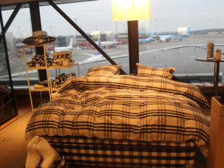 A hästens bed in the SAS Gold Lounge at Stockholm Arlanda airport
