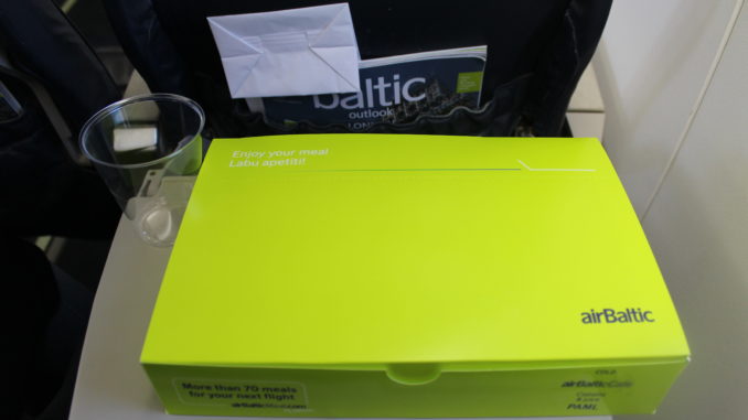 Air Baltic breakfast box in economy class