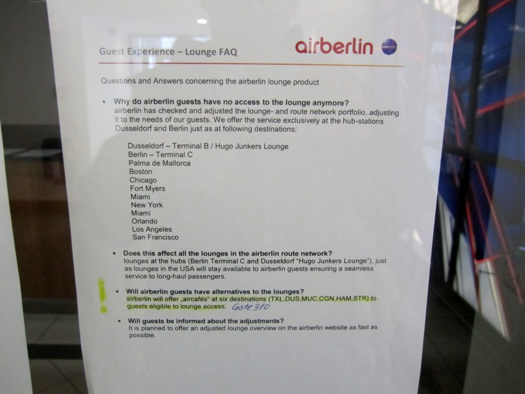 No Air Berlin lounge access in Stuttgart