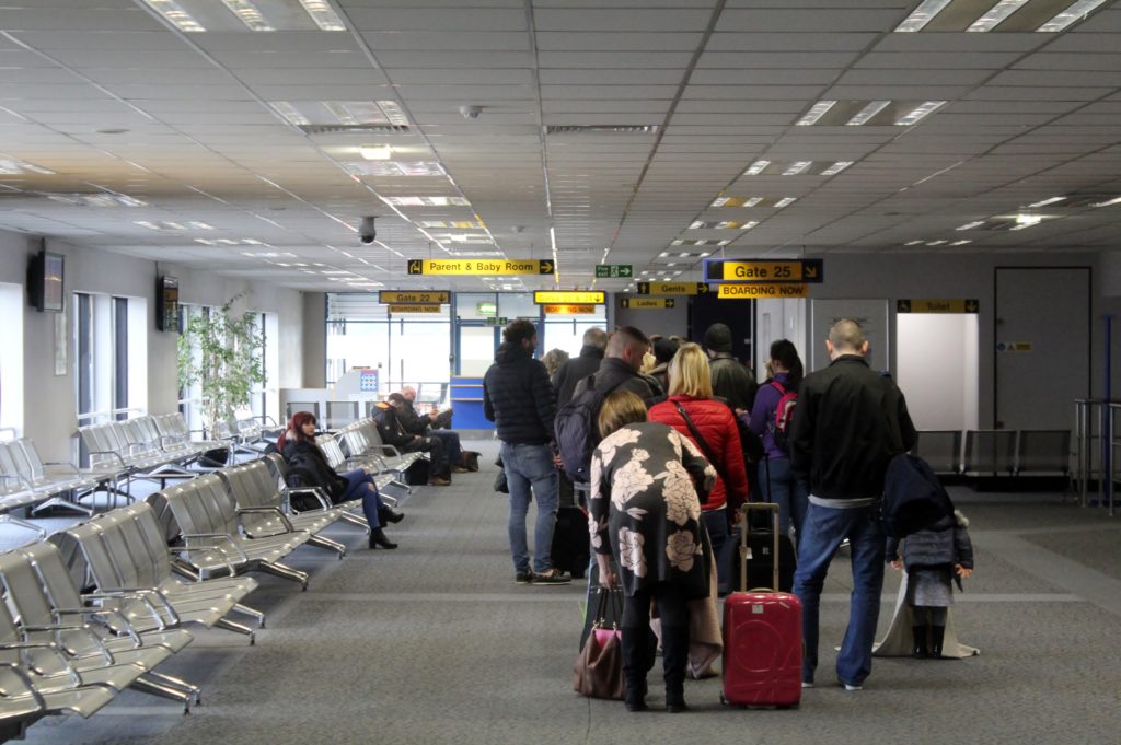 A boarding process at Belfast International Airport, straight from the