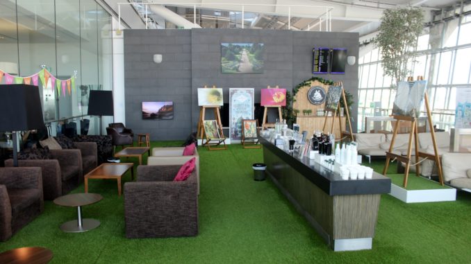 The summer terrace in the British Airways Galleries First Lounge at London Heathrow