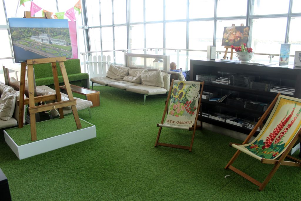 The summer terrace in the British Airways Galleries First Lounge at London Heathrow