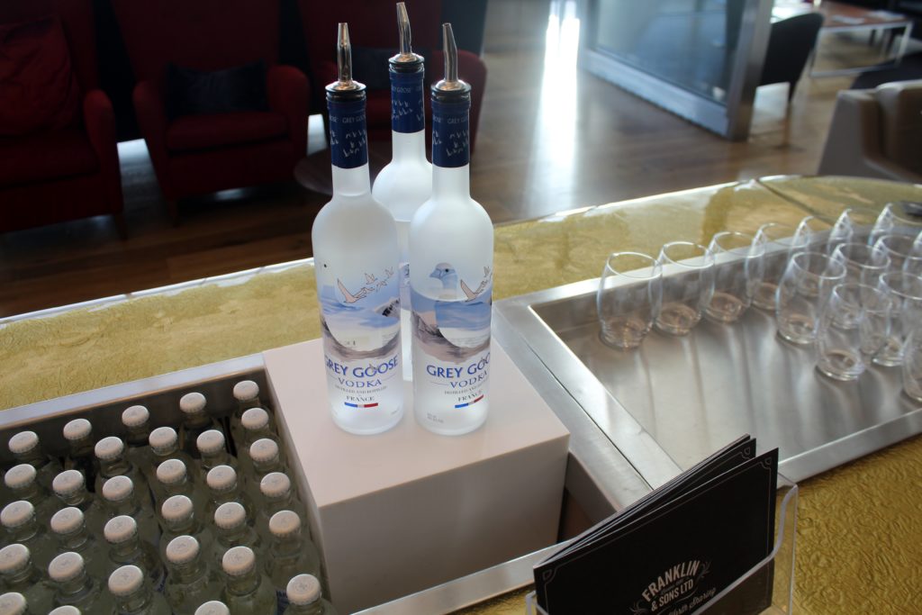 Vodka tasting in the British Airways Galleries First Lounge at London Heathrow terminal 5