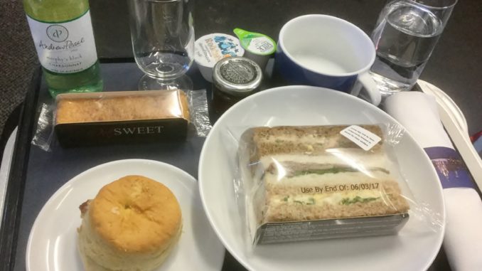 Afternoon tea in British Airways business class Club Europe