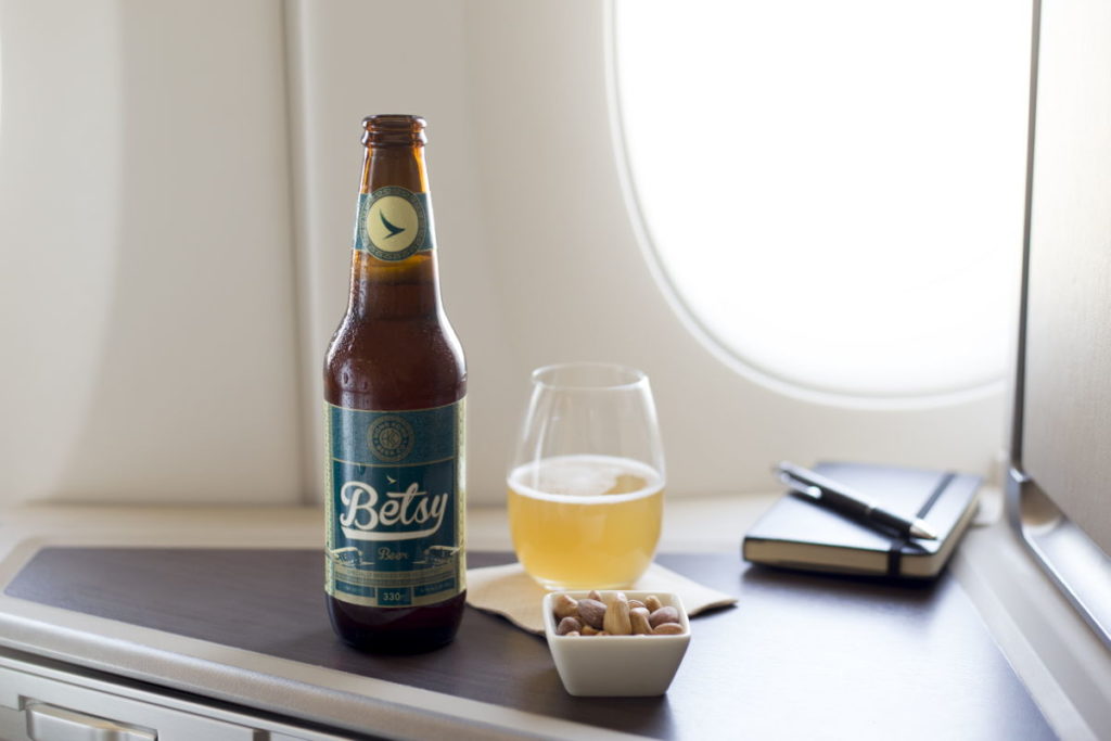 Betsy Beer craft beer in Cathay Pacific business class and first class