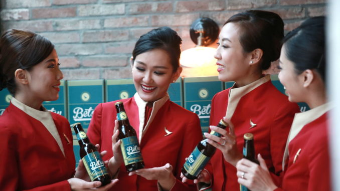 Betsy Beer craft beer in Cathay Pacific business class and first class