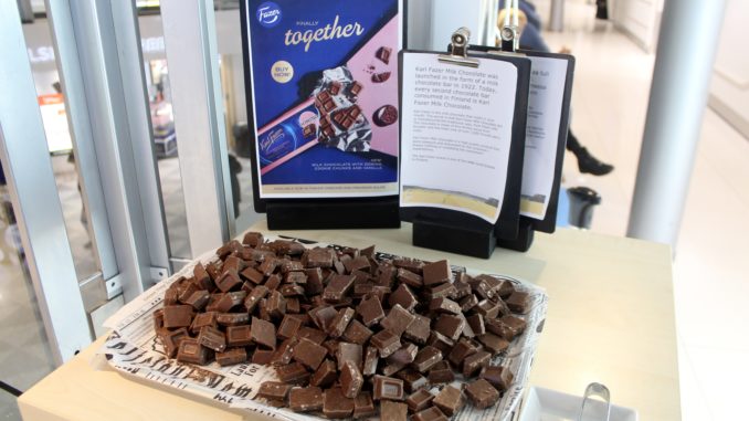 Fazer milk chocolates in the Finnair Lounge in Helsinki