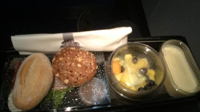 KLM business class breakfast on Embraer 190