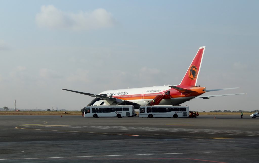 TAAG Boeing 777 at Luanda airport