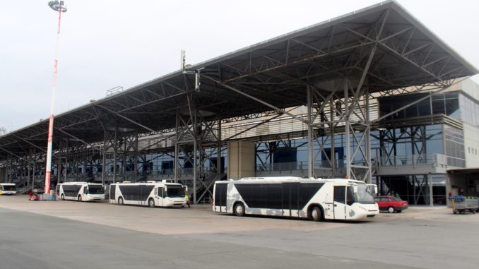 A short bus ride to the terminal building at Thessaloniki airport