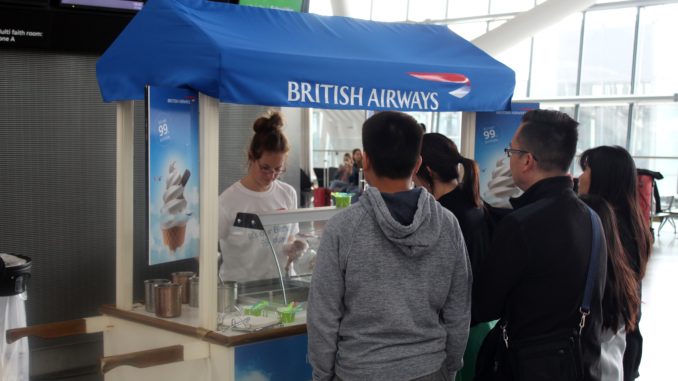 British Airways 99 years anniversary with free ice cream at London Heathrow