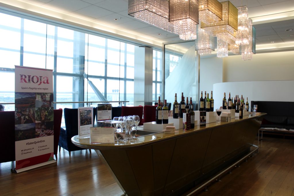 Rioja wine tasting in the British Airways Galleries First Lounge at London Heathrow