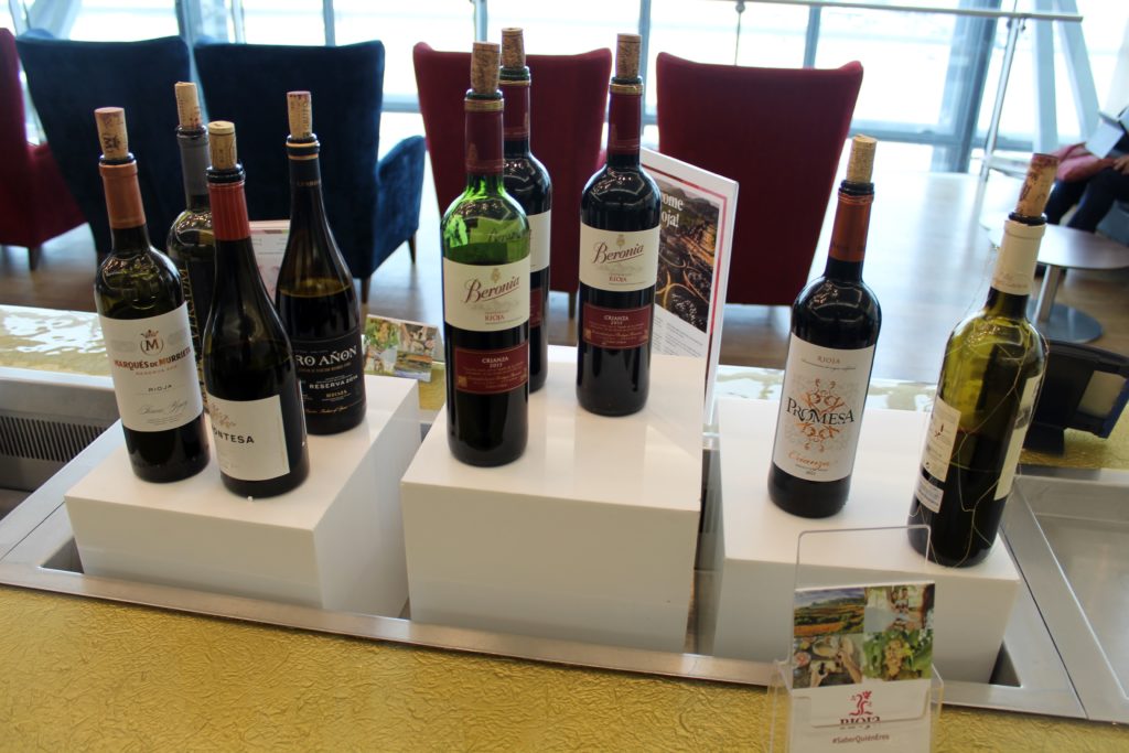 Rioja wine tasting in the British Airways Galleries First Lounge at London Heathrow