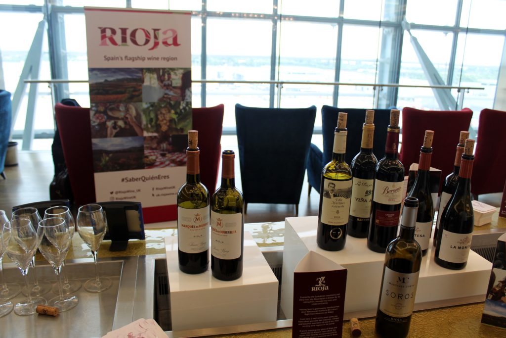 Rioja wine tasting in the British Airways Galleries First Lounge at London Heathrow