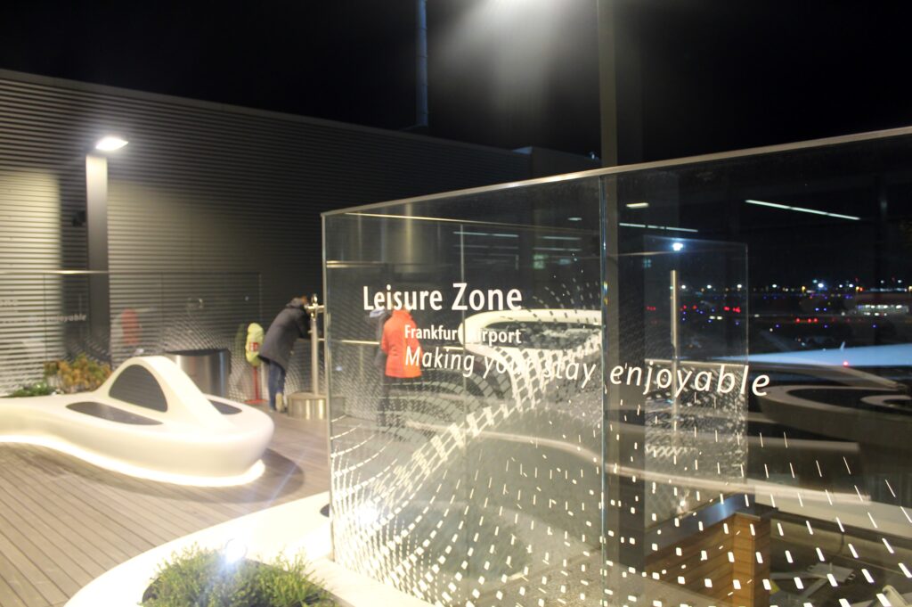 The outdoor terrace at Frankfurt airport