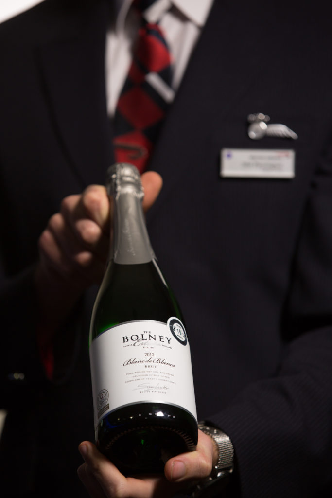 English sparkling wine in British Airways First Class