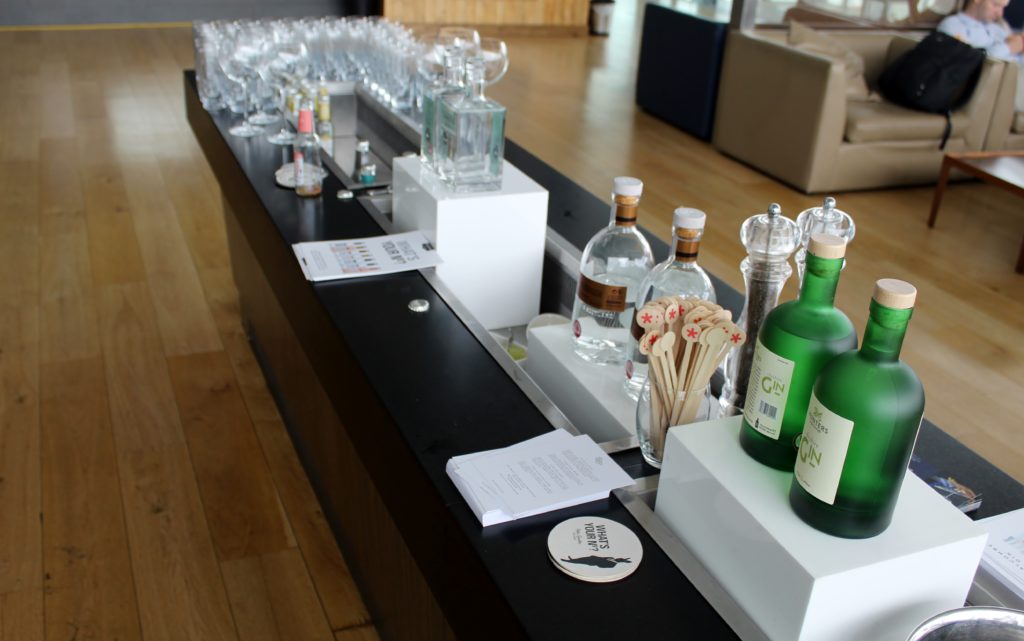 Gin festival in the British Airways Galleries First Lounge at Heathrow terminal 5